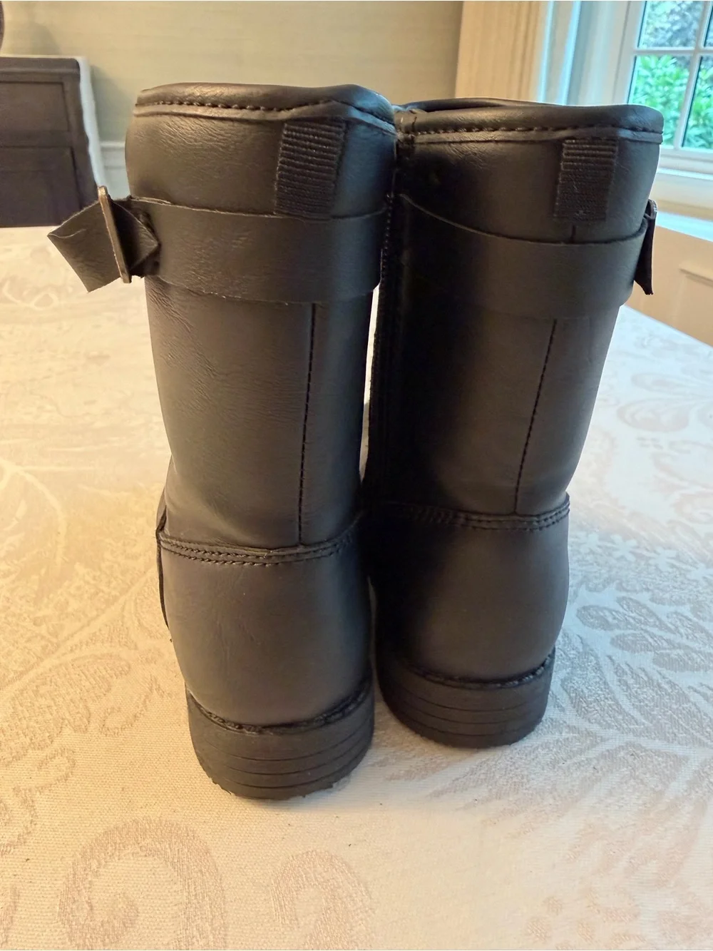 Carter's Kids Black Mid-Calf Faux Leather Boots with Buckle